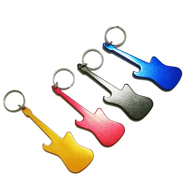 20Pcs Electric Guitar Bottle Opener Keychain Keyring Key Ring Bottle Opener Metal Aluminum Promotional Item