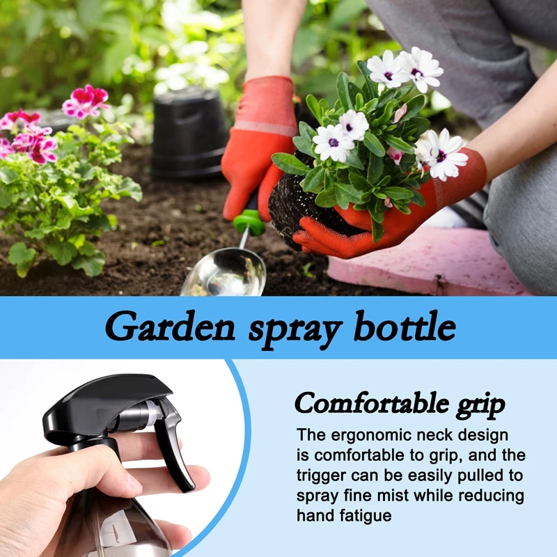 Plastic Spray Bottles For Cleaning Solutions,10OZ Reusable Empty Container With Durable Black Trigger Sprayer, 3Pack