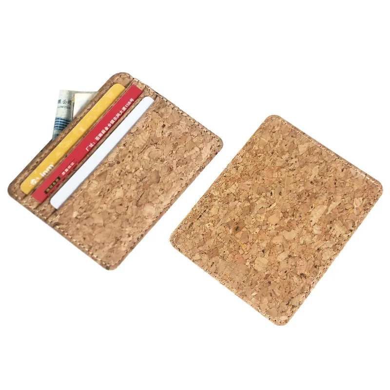 Tempat Kartu PU Cork Grain Casing Kartu Kredit Mini Kecil Tempat Kartu Sederhana Ultra-tipis Pria Casing Kartu Kredit ID Bisnis Pria