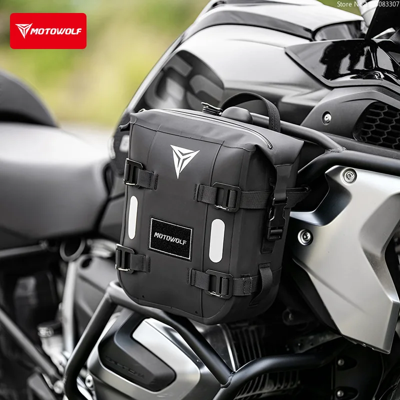 Motowolf Motorcycle Touring Crash Bar Bag Air-Tight Shockproof Rainproof Wear-Resistant 7L Side Storage Pouch for Travel Riding