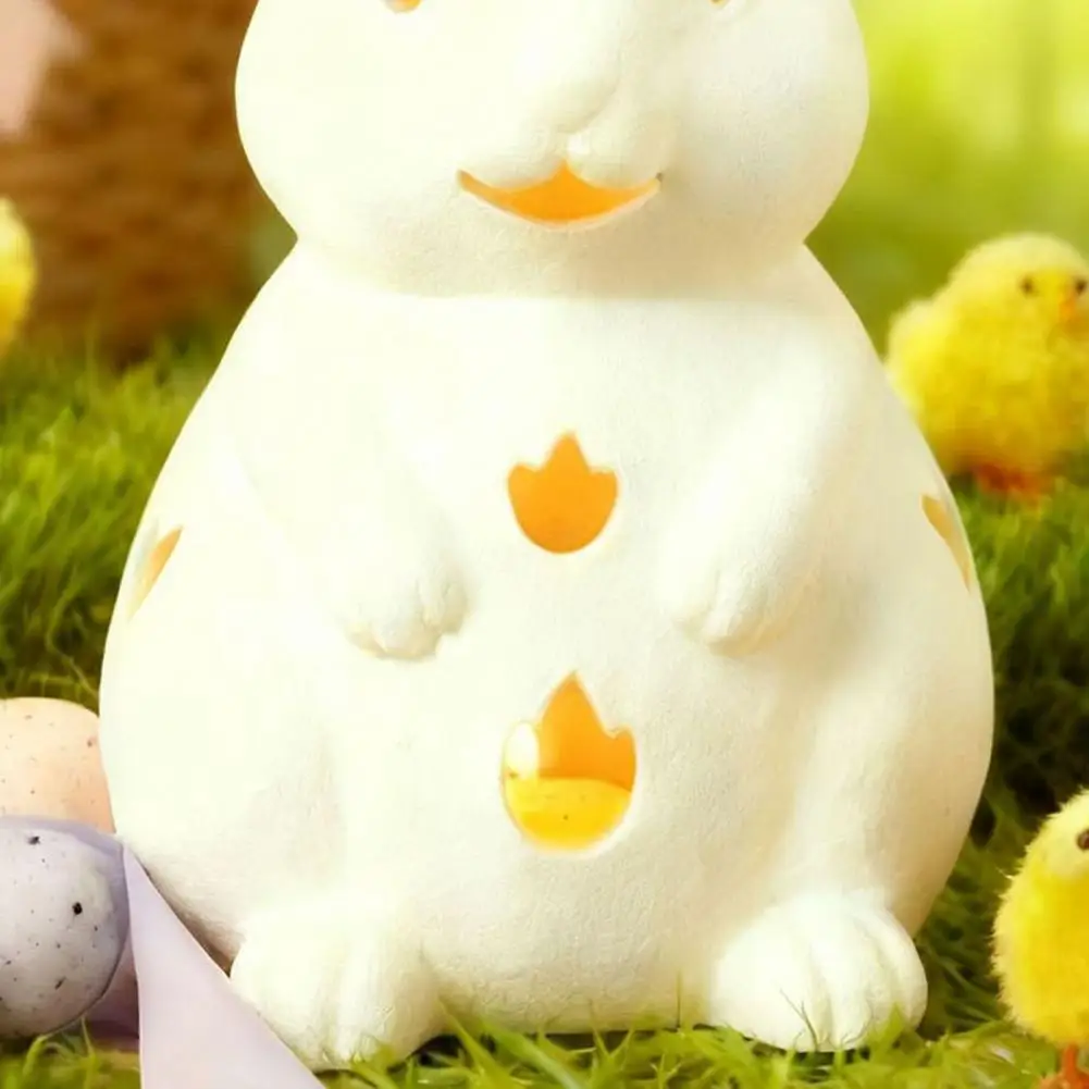 Decorative Candlestick Even Color Filling Candlestick Easter Bunny Candlestick Holder Decorative Resin Figurine Hollow Rabbit