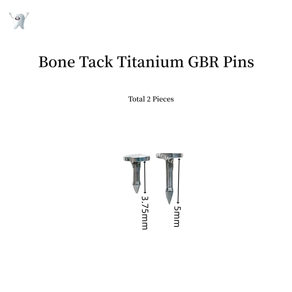 

2Pcs Long/Short Dental Bone Tack Titanium GBR Pins Holder Membrane Fixation Stabilization Pin Implant Planting