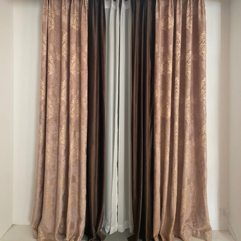 Snow Neil Beige Cotton Curtains for Living Room Bedroom Dining Room French Jacquard Curtains Customized Blackout Curtains Window