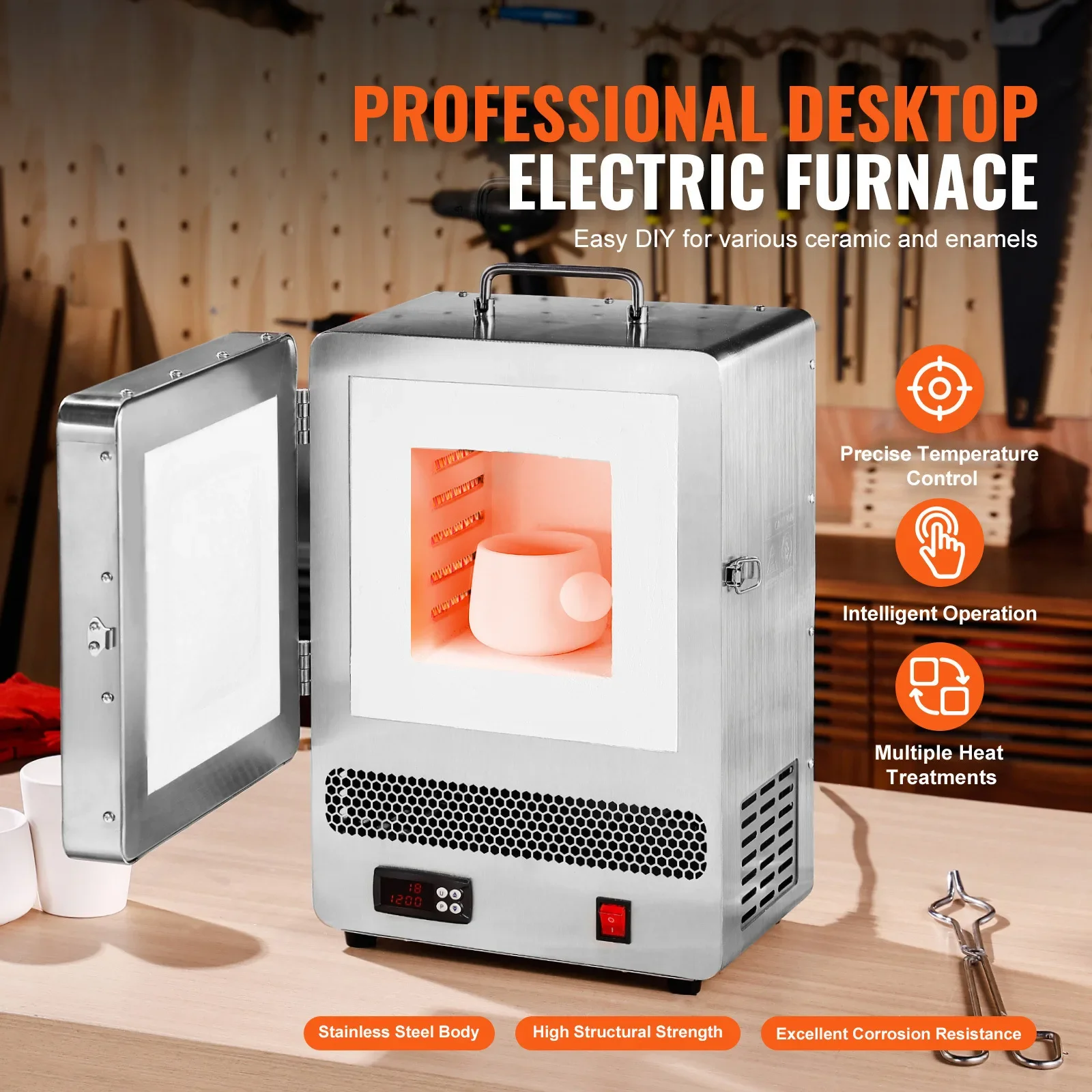 1500W Countertop Electric Stove High-Temperature Oven at 1200°C for Metal Product Processing Type 1200