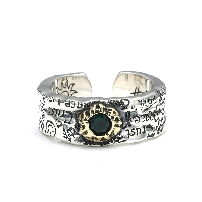 graffiti open ring for men and women trendyy stylish european and american trendy brand hip-hopsource factory goods