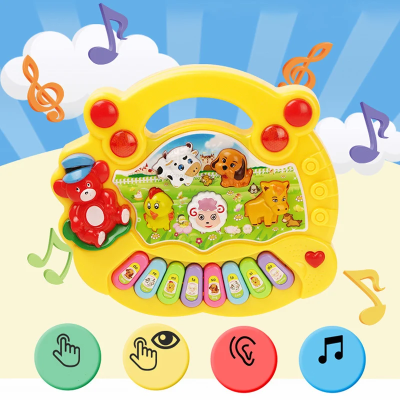 Kids Cartoon Animal Farm Music Piano Keyboard Plastic Early Education Electronic Toy For Children's Day Gift