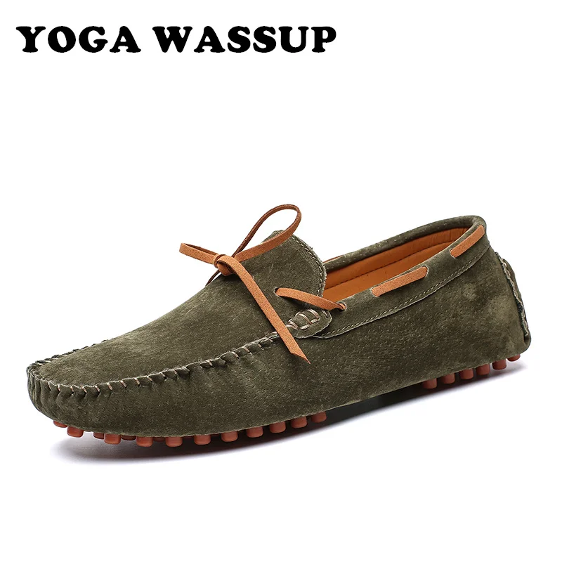 

YOGA WASSUP-Men's Cow Suede Loafers, Large Size, Leather, Flat Soles, Casual, High Quality, Driverable, Sizes 38-49