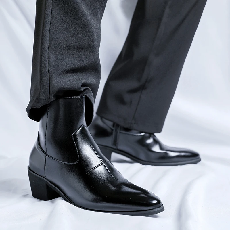 British Style Retro Chelsea Boots Men's Pointed Fashion Boots New Casual Versatile Short Boots Men