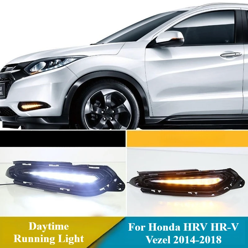

For Honda VEZEL HRV HR-V 2014 2015 2016 2017 2018 Led Daytime Running Light Dynamic Turn Signal Front Fog Lamp 12V Daylights