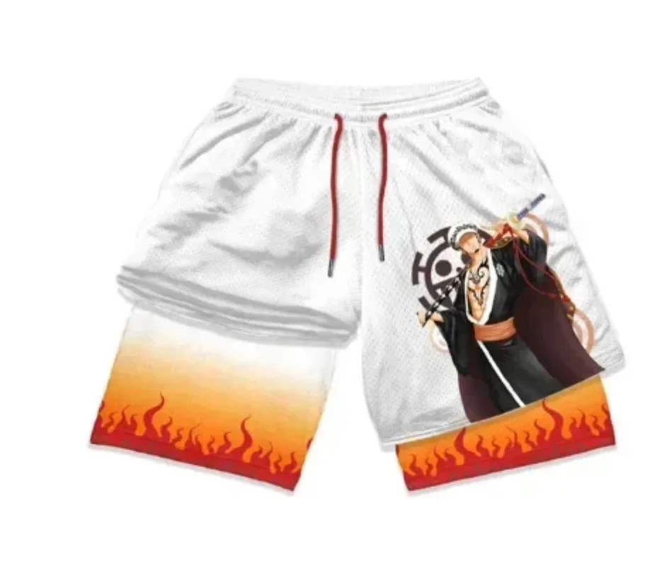 Anime One Piece Men\'s Sports Beach Bottoms Anime Luffy Quick Dry Workout Training Gym Fitness Jogging Pants Summer Women Shorts