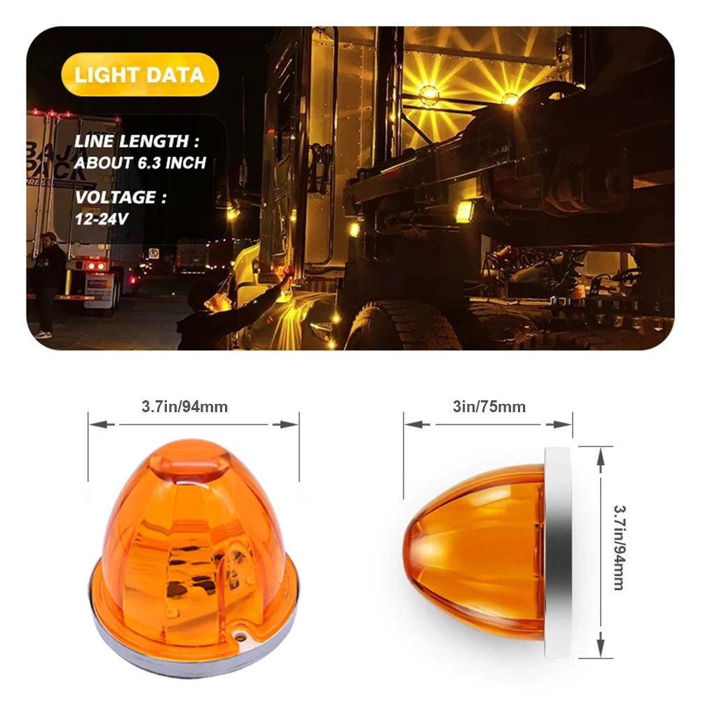 2 قطعة أضواء البطيخ LED مؤشر العلامات الجانبية بدوره إشارة مصباح مكبح شبه شاحنة مقطورة تحت توهج أضواء العجلات لشاحنة