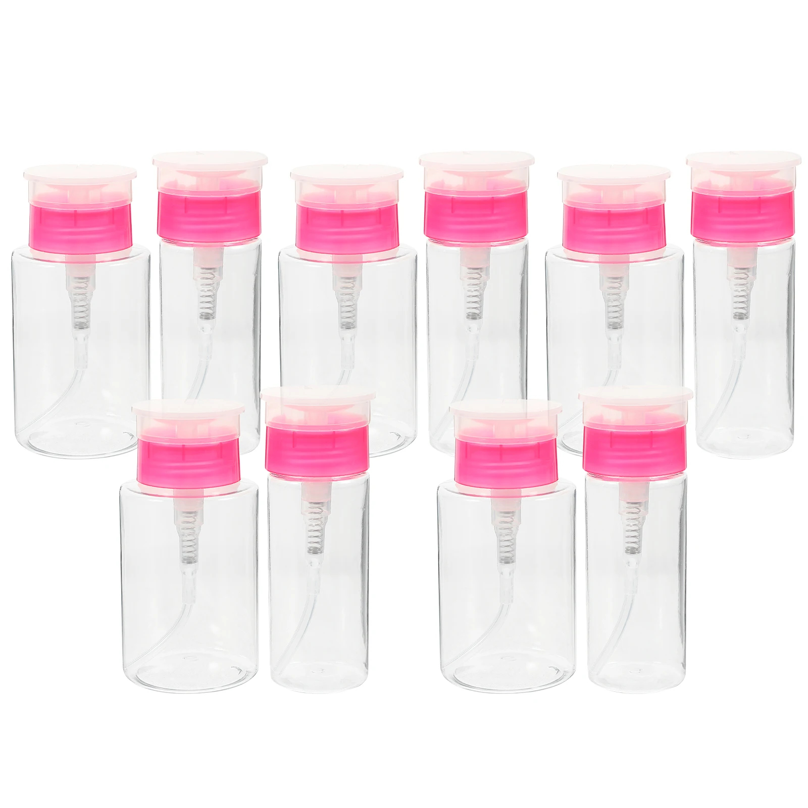 

10 pcs Nail Polish Remover Pump Bottles Refillable Empty Plastic Dispensers Push Down Liquid Bottle For Makeup Remover Small