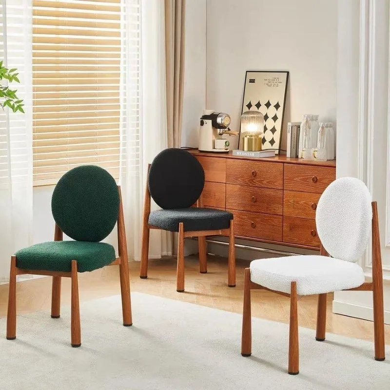 Nordic solid wood dining household leisure medieval simple makeup back chair bedroom
