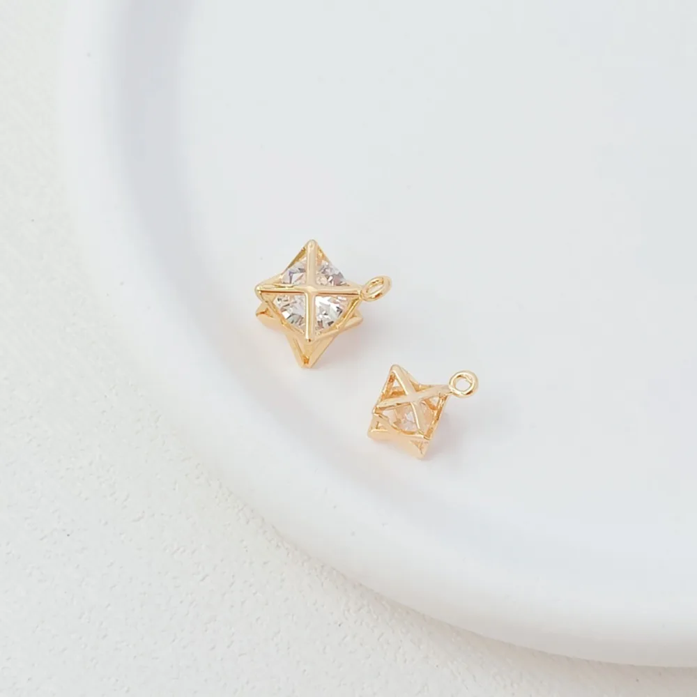 

Позолоченный 14-каратный квадратный кулон с микроинкрустацией цирконом, материал подвески браслета ручной работы своими руками