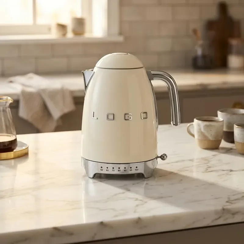 Suitable for smeg KLF04 retro kettle 1.7L stainless steel 7 gear temperature setting, retro Italian design home kettle