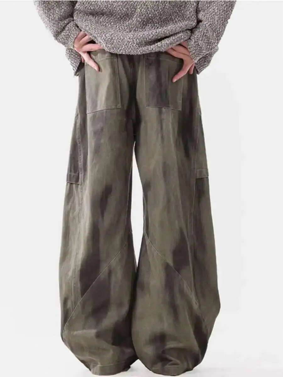 2025 Summer Hipster Jeans Man Women Loose Graffiti Straight Leg Trousers High Street Retro Washed Nostalgia Dragging Trousers