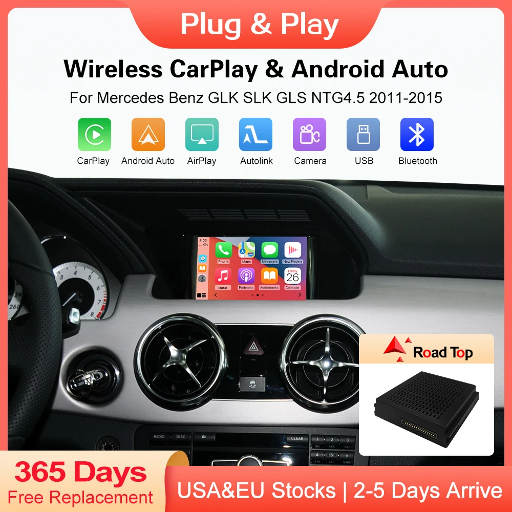 Wireless Carplay for Mercedes Benz GLK SLK GLS NTG4.5 Plug And Play with Android Auto Airplay Mirror Link Navigation Functions