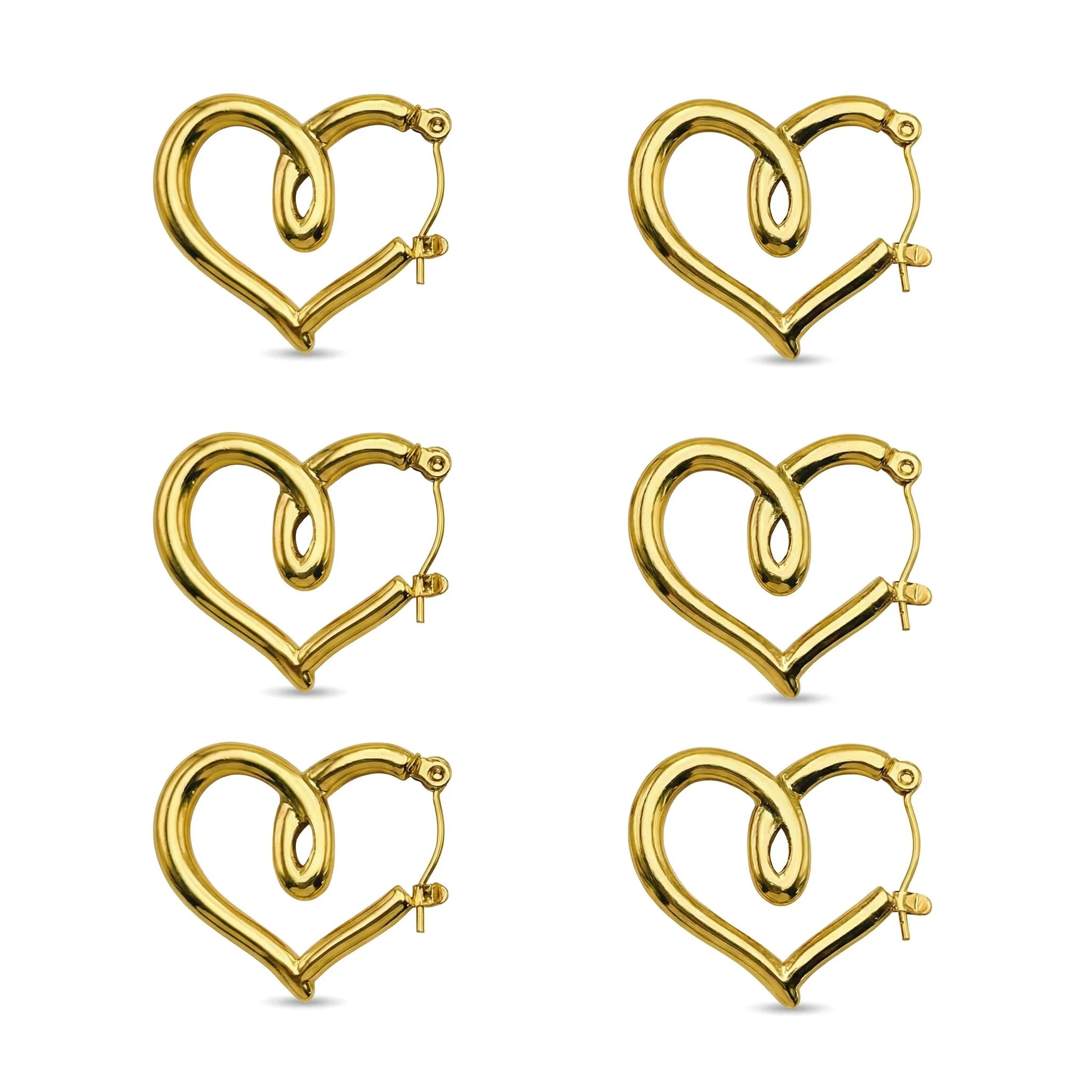 Open hartvormige oorringen, minimalistische gedraaide liefdessieraden voor vrouwen tijdens huwelijksceremonies en als cadeau.