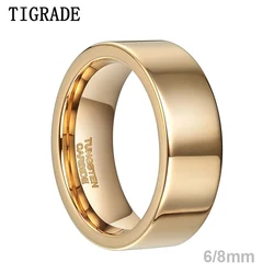 Tigrade 2/4/6/8mm Men Gold Color Ring Tungsten Carbide Male Female Wedding Bands Anillos Mujer Anels Luxury Rings