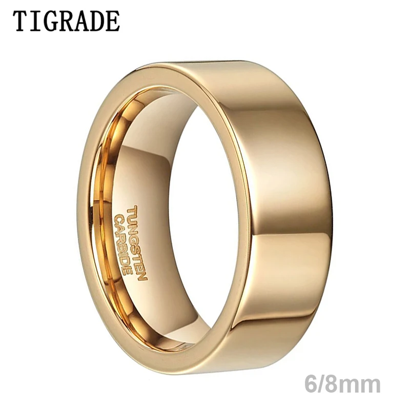 Tigrade 2/4/6/8mm mężczyźni złoty kolor pierścionek węglika wolframu mężczyzna kobieta obrączki Anillos Mujer Anels luksusowe pierścionki