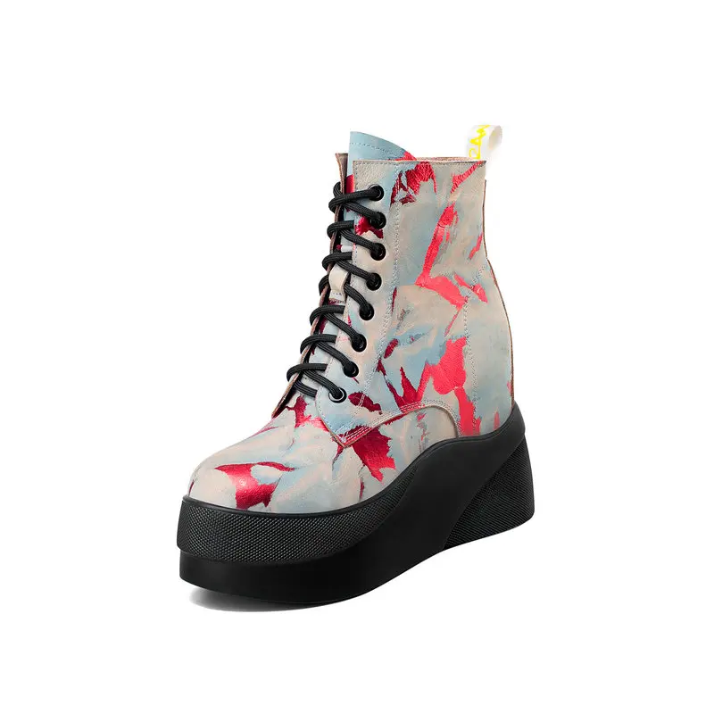 

2025 New Platform Women Boots Genuine Leather Chelsea Boots Sexy Colorful Ankle Autumn Fashion Shoes