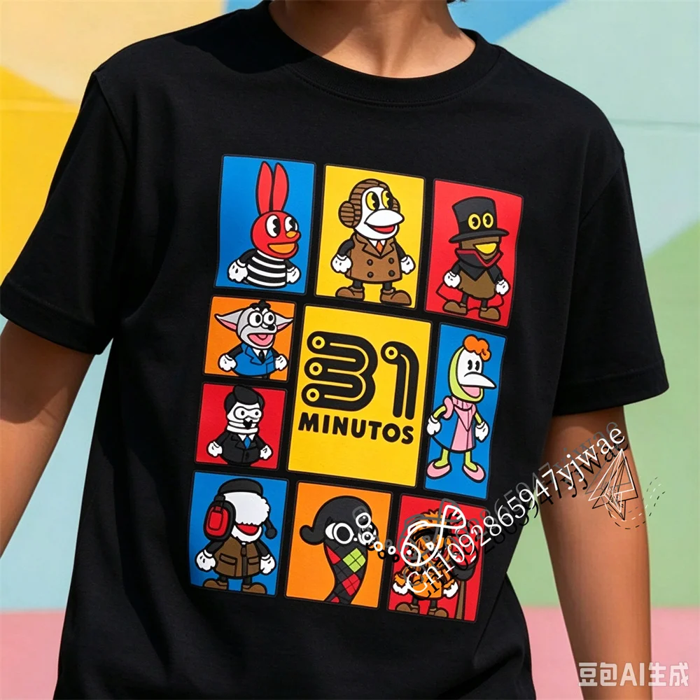 Chilean Classic Puppet Show 31 Minutos Nine Grid Graphic Short Sleeved Kid'S Casual Cute Short Sleeved Summer Adult T-Shirt Top