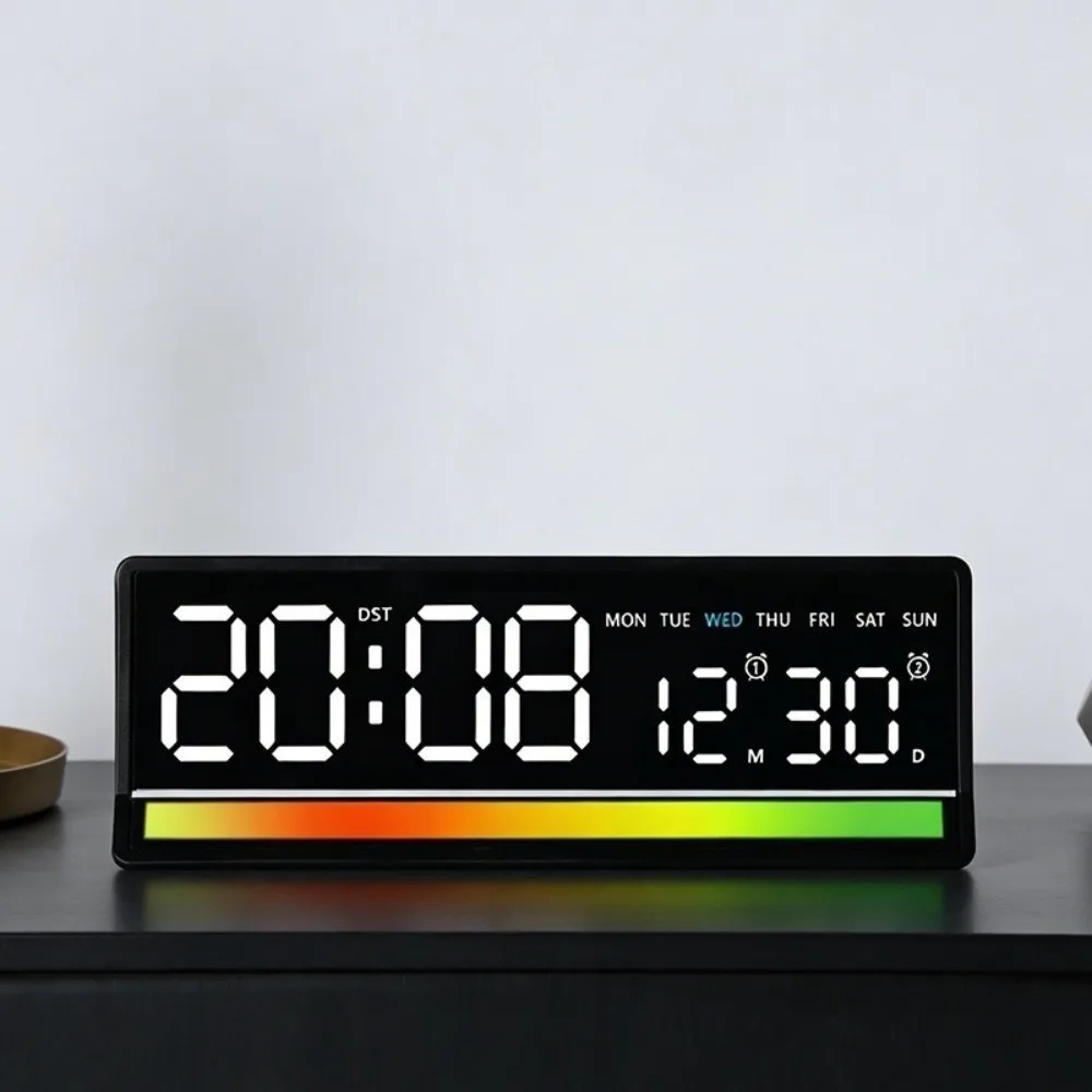 Brightness Adjustment LED Digital Alarm Clock Week Date Display Ambient Light Alarm Clock Usb Charging Thermometer Table Clock