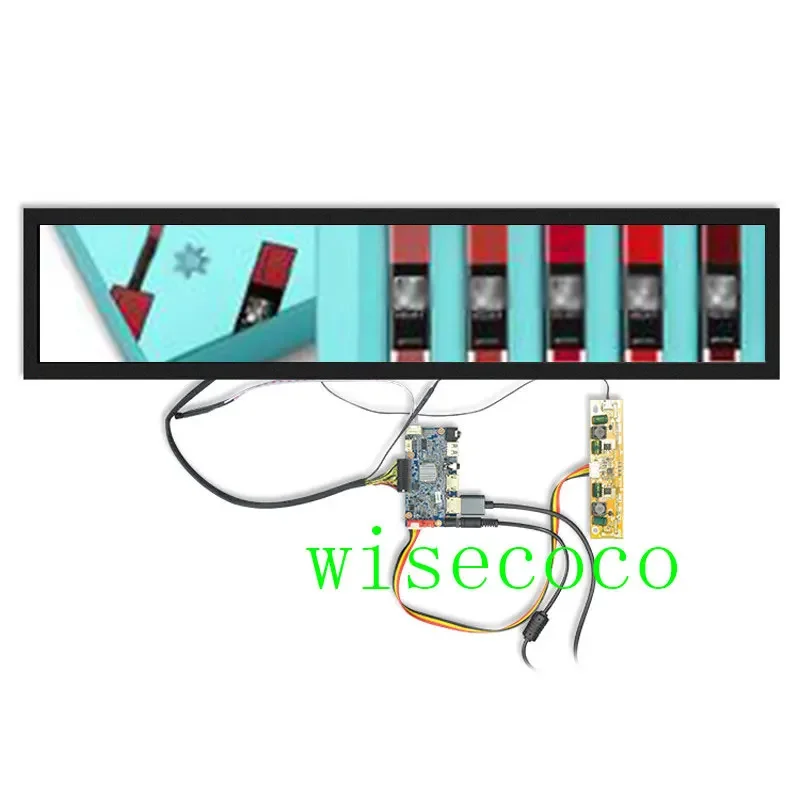 28 Inch 1920*360 Ultra Wide Stretched Bar LCD Monitor Shelf Edge High Brightness Supermarket Arcade Cabinet Display Wisecoco