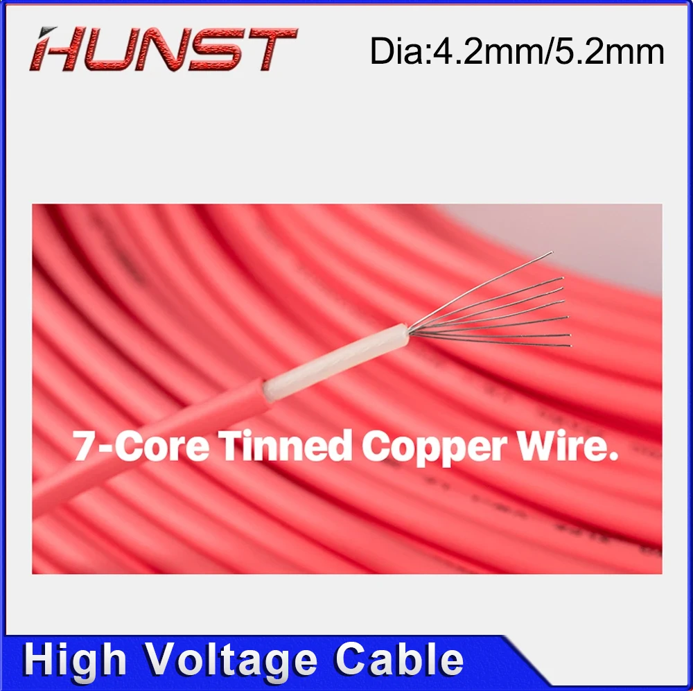 HUNST 3/5/10Meters High Voltage Cable for CO2 Laser Power Supply and Laser Tube Laser Engraving and Cutting Machine.