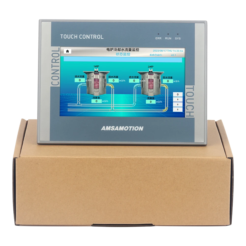 AMSAMOTION 7 ''Cal HMI PLC All-in-jedno urządzenie kontroler AMX-FX3U Ethernet Monitor 8DI 4AI 2AO 2 pt100 ekran dotykowy CNC GX