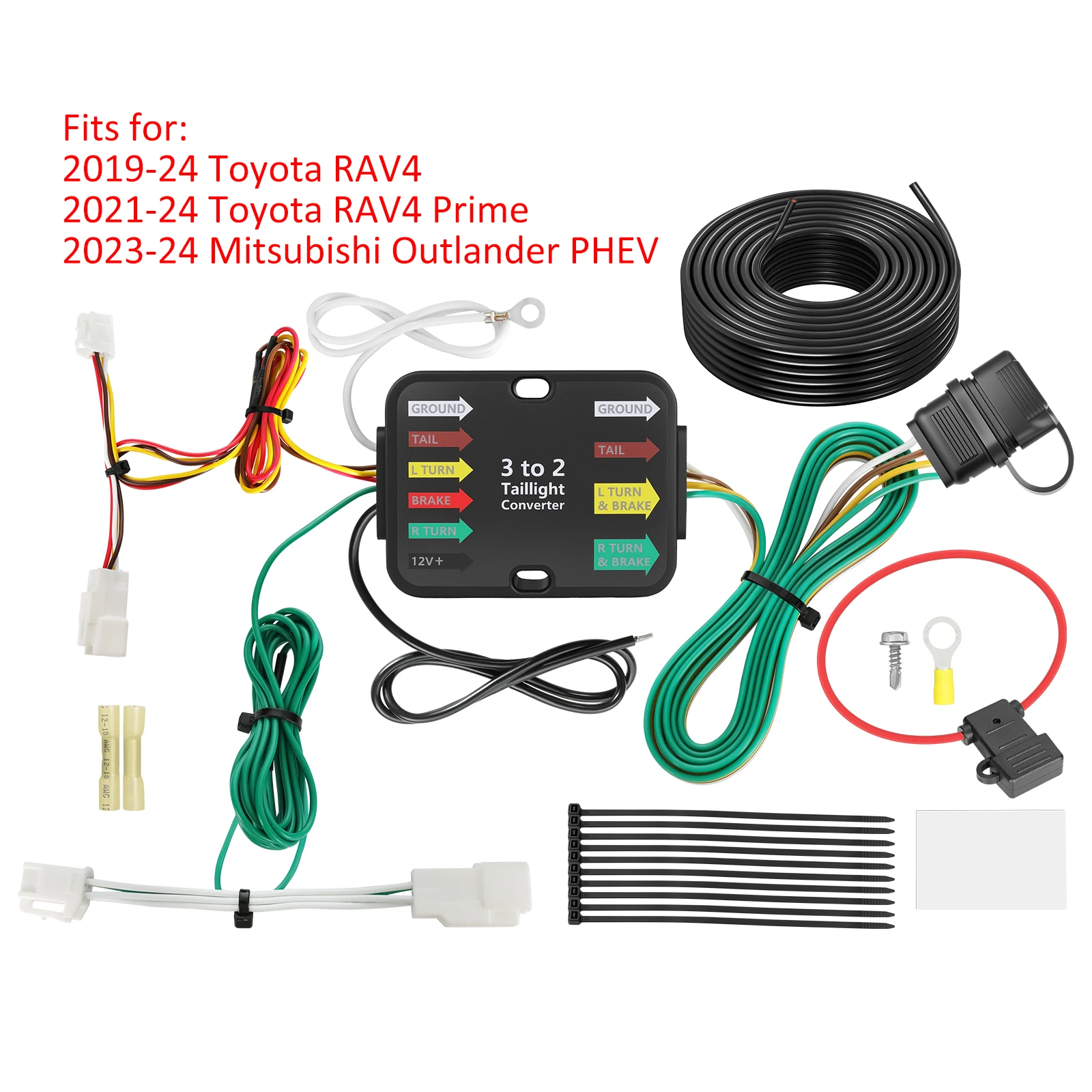 4 Pin Trailer Wiring Harness 56434 for 2019-2024 Toyota RAV4 & RAV4 Prime Hybrid Custom-Fit T-Connector 4-Pole Flat Connector