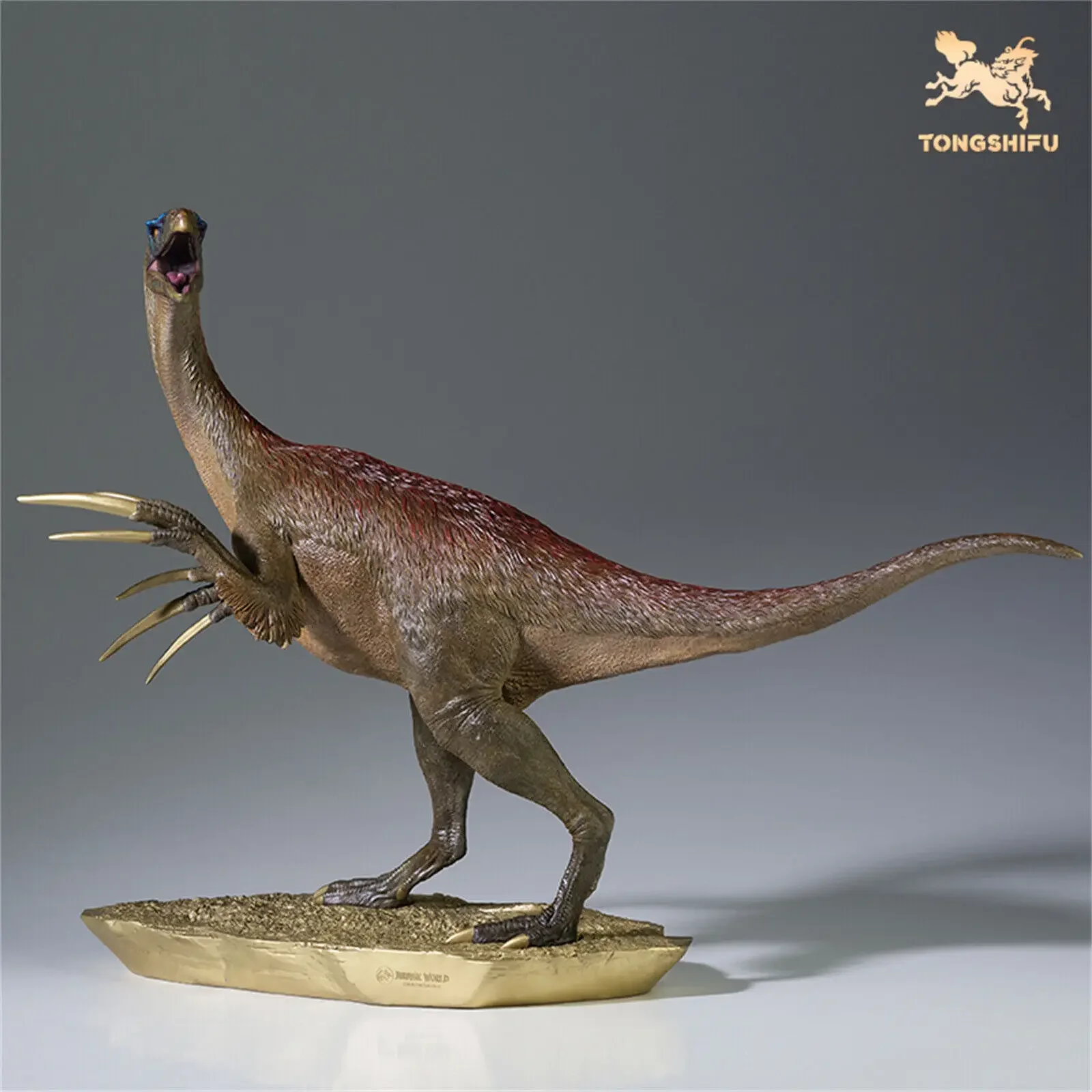 TONGSHIFU 1/18 Therizinosaurus Model Brass Dinosaur Animal Statue Collector Photography Realistic Props Desk Decoration Gift