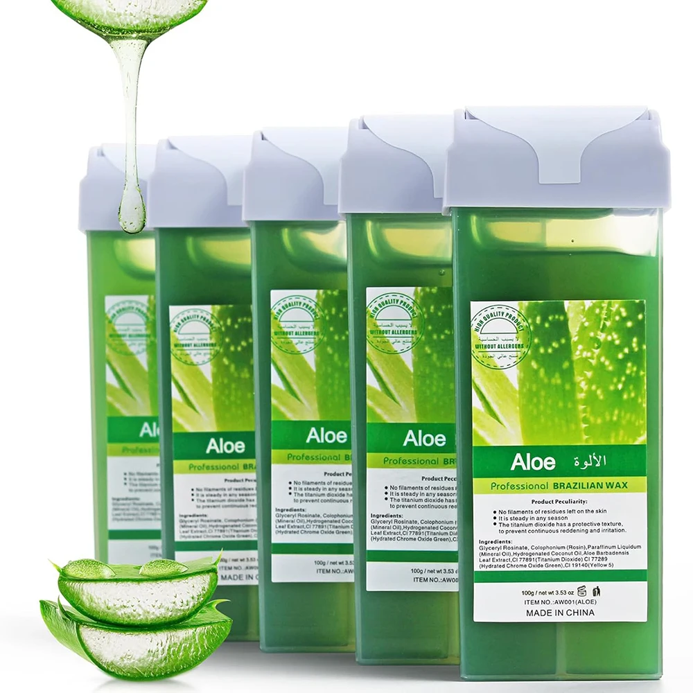 2026 Painless Roll-On Wax Refill Aloe Vera Depilatory for Bikini & Body Hair Removal Compatible with Wax Warmers