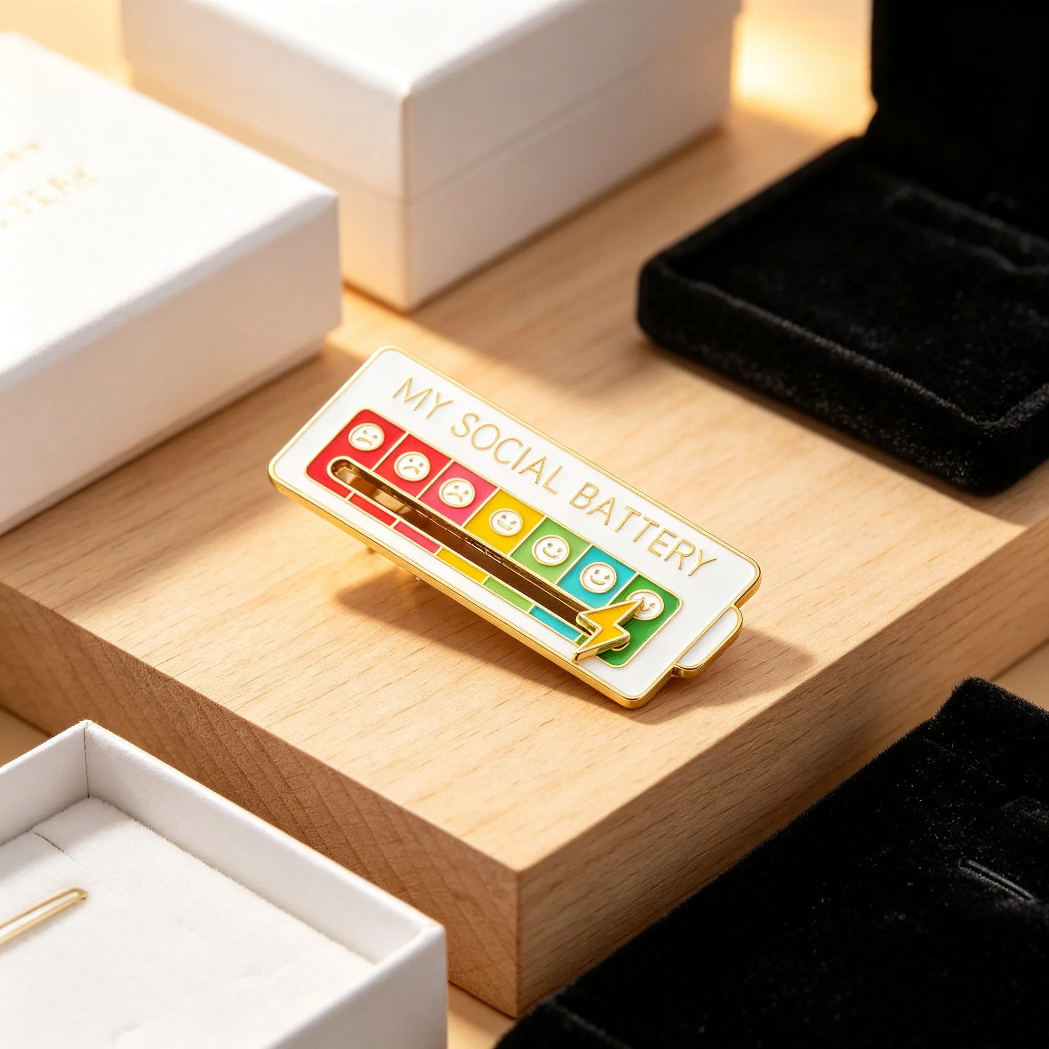 FTCY 1PCS/2PCS My Social Battery Badge Expression Pins Brooch for Women Men Mood Conversion Energy Brooch Jewelry Gifts