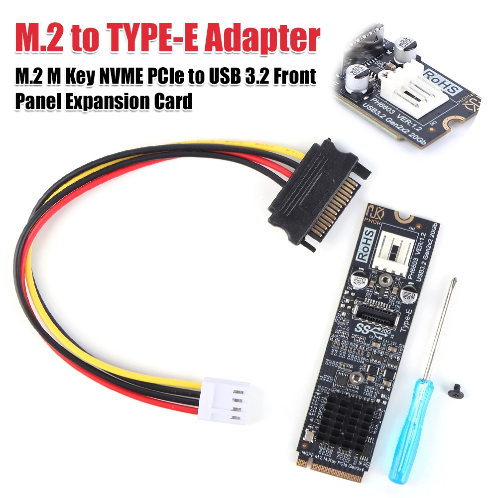 

Адаптер M.2 NVME MKEY на USB3.2, высокоскоростной, 20 Гбит/с, M2 M Key PCIe на USB3.2, карта расширения для передней панели, чипсет ASM3242 для ПК