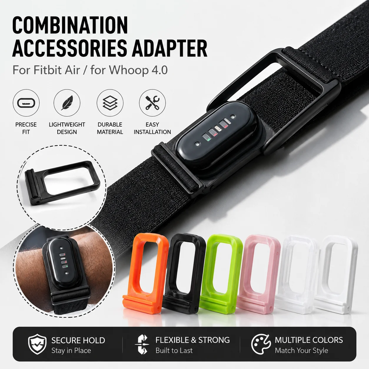 For Fitbit Air to Whoop 4.0 Combo Strap Adapter, Creative Smart Band Connector Modification Frame Stack Holder Watch Accessories