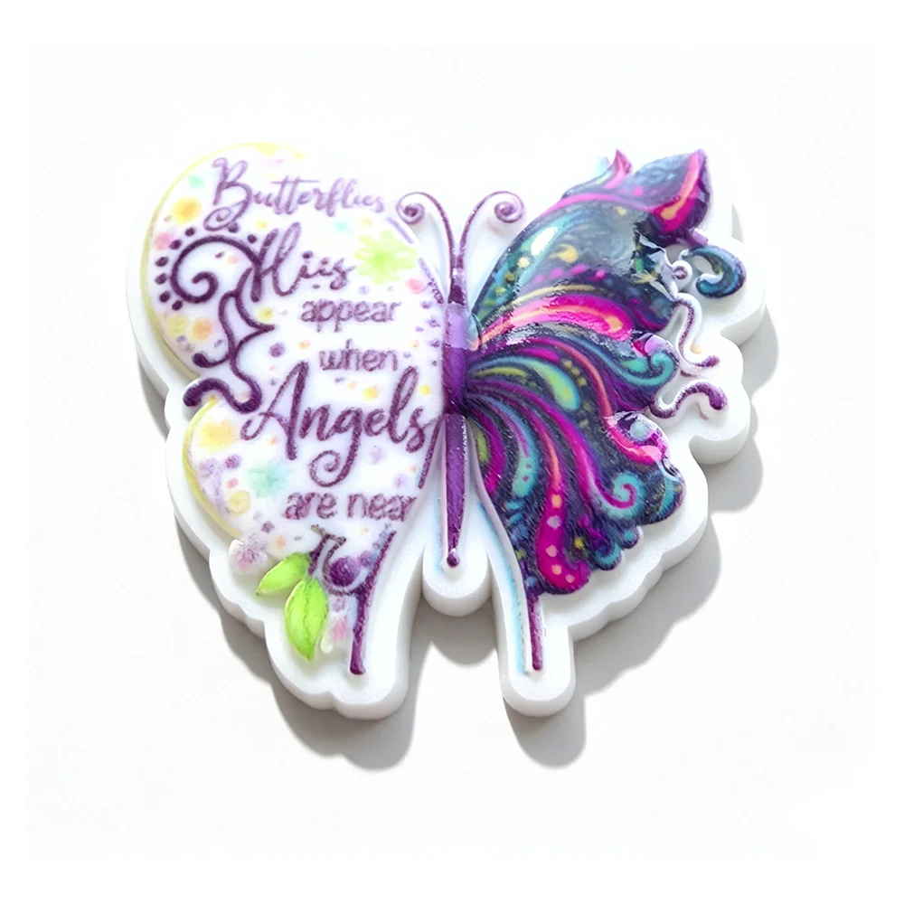1-9pcs Butterfly Shoe Charms Colorful Floral Printed Shoe Decoration Cute DIY Accessories for Shoes