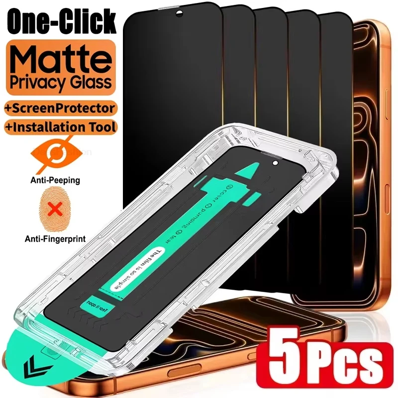 1-5 Stück, oleophobe Beschichtung, mattes Displayschutzglas mit Blickschutz für iPhone 17, 18 Pro Max, 16, 16e, 13, 12, 11, 15, 14 Plus, Air, X, XR, XS.