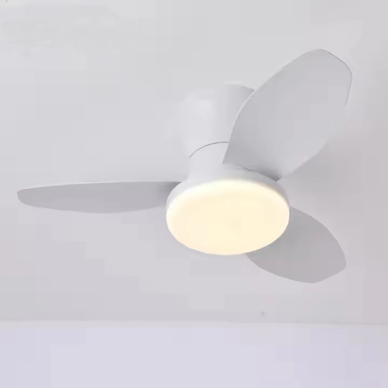 Hot sale 24-inch Low Floor Ceiling Fan Light Modern Black ABS Blade DC Remote Control Led Fan Lights Restaurant 110V 220V