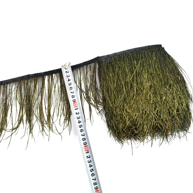 1 Meter natürliche Pfauenfedern auf Klebeband, Quastenfransen, Bänder, Materialien zum Fliegenbinden, Dekoration für Kleidung, Nähzubehör – Detail 4