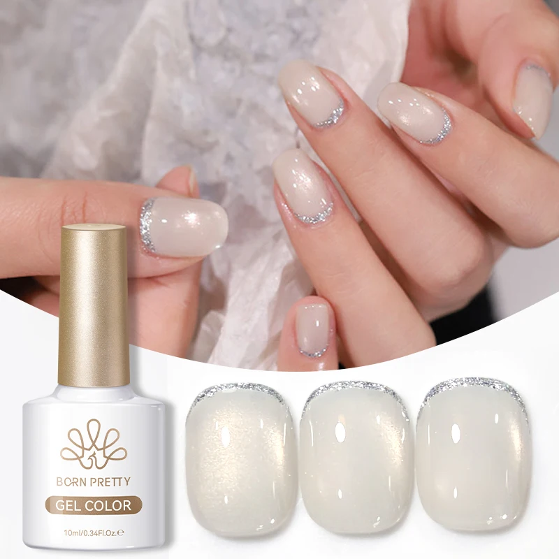 

BORN PRETTY 10ml White Moonlight Cat Magnetic Gel Nail Polish Ultra Shine Glass Bead Soak Off UV Nail Art Varnish Manicure