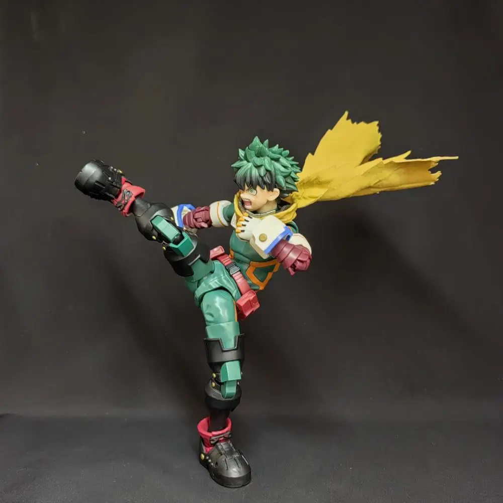 My Hero Academia SHF Anime NEW Handmade Midoriya Izuku Yellow cloak clothes Built In Iron Wire Is Suitable for 1/12 Toys