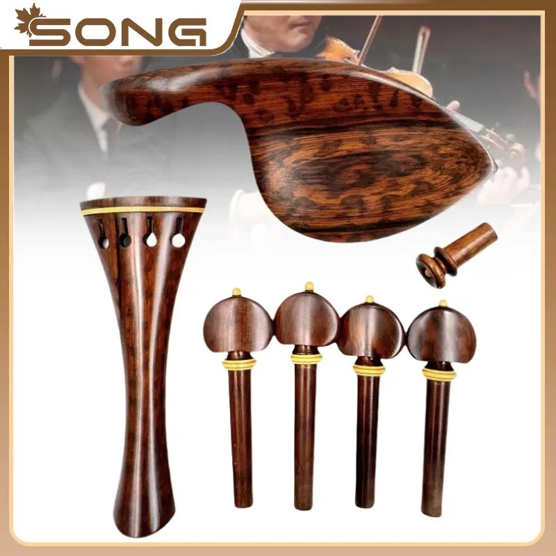 Snakewood 4/4 Violin Pegs Snake Wood Tailpiece letterwood violin Chin Rest Endpin Complete set Violin Parts Accessories