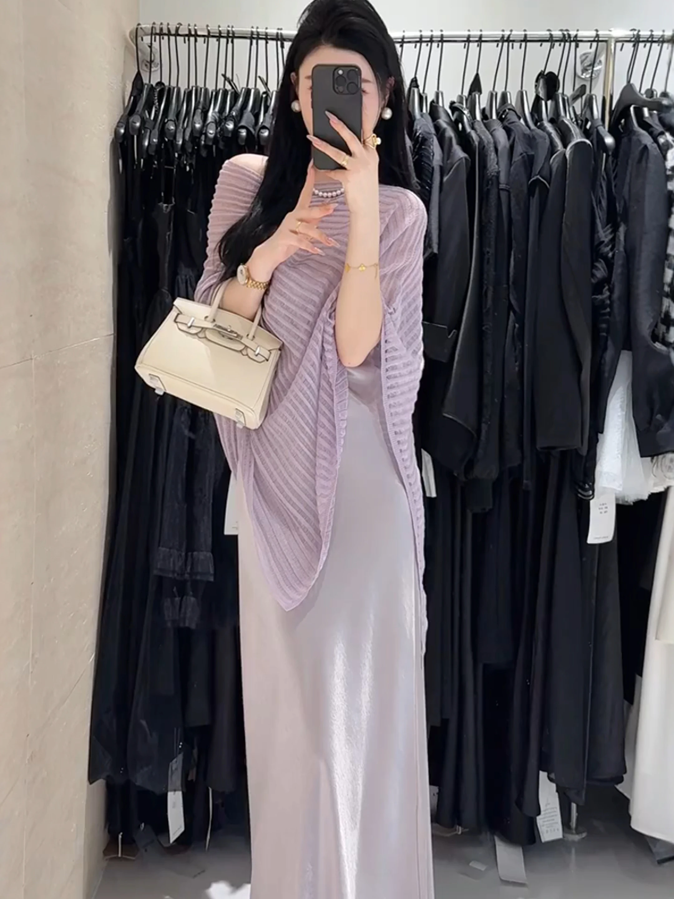 

Корейский стиль: комплект из двух предметов для женщин, платье с защитой от солнца, ацетатные брюки, круглый вырез, короткий рукав, модный ансамбль