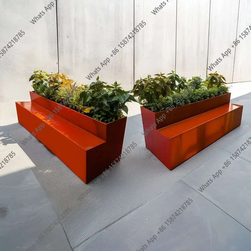 Outdoor galvanized sheet flower box backrest seat combination commercial street square municipal rest area waiting area seat