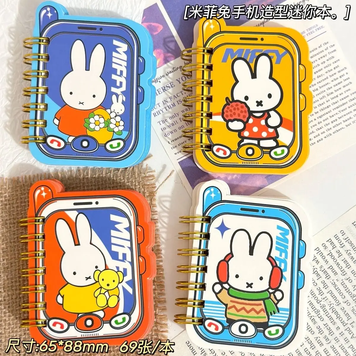 Kawaii Miffy Phone Shaped Coil Notebook Cute Cartoon Mini Portable Pocket Notepad for Students Daily Use 2026 New Style Lovely