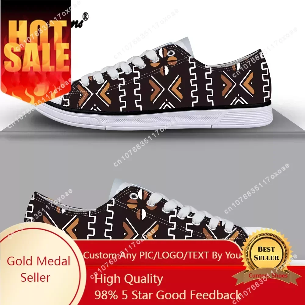 2021 New Outdoor Fashion Casual Canvas Non-slip Wear-resistant Breathable Sneaker Afro Bogolan Tribe Prints Flats