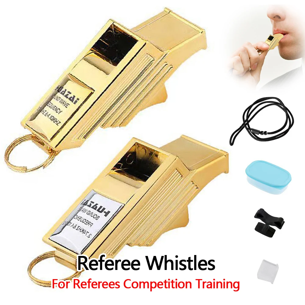 Extra Loud Sports Whistles Ball-Less Loud Crisp Sound Whistles Portable with Rope Mouthguard for Coaches Referees Lifeguards
