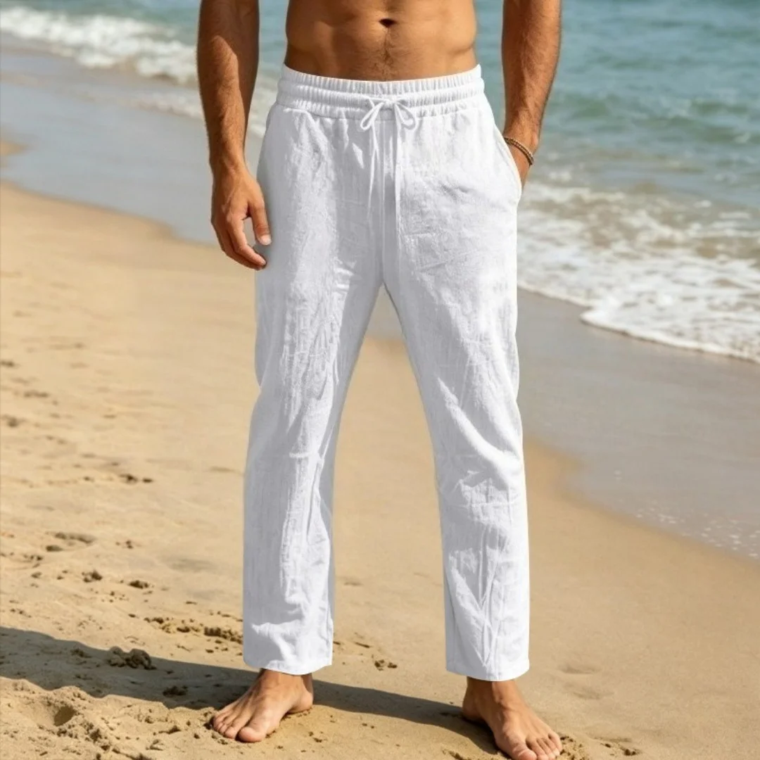 Men's Cotton Linen Pants Male Autumn New Breathable Solid Color Linen Trousers Fitness Streetwear S-3XL