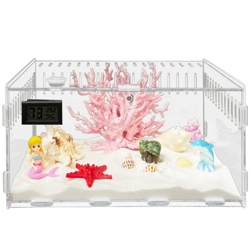 

Insect Feeding Box Acrylic Clear Breeding Case for Spiders Reptiles Lizards Centipedes Small Snake 2 Size
